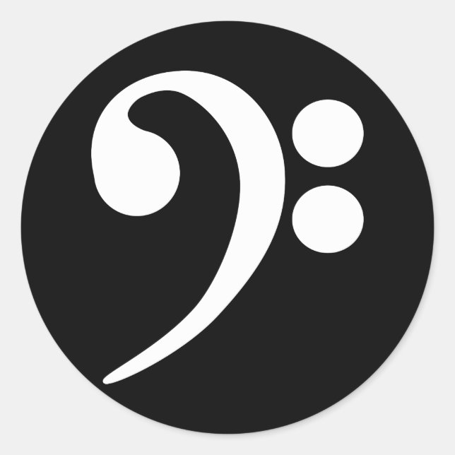 White Bass Clef Runder Aufkleber (Vorderseite)