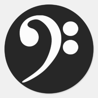 White Bass Clef Runder Aufkleber