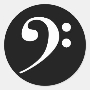 White Bass Clef Runder Aufkleber