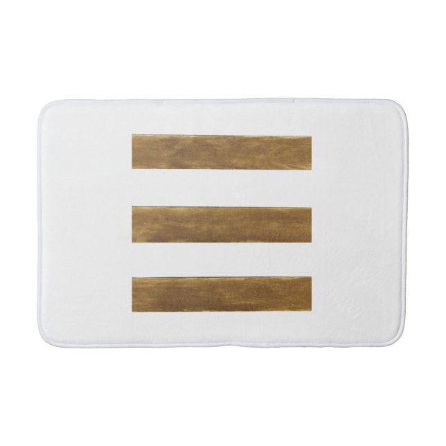 White Bath Mat mit Goldstreifen Badematte (Vorderseite)