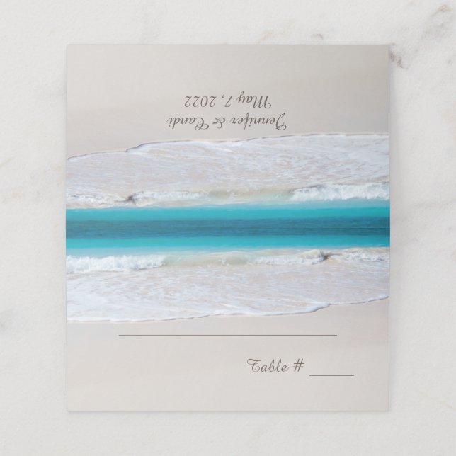 White Beach Wedding Empfang Platzkarte (Außenseite Aufgefaltet)