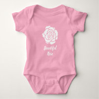 White Beautiful Rosen Baby Bodysuit