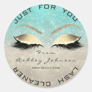 White Beauty Salon Glitzer Blue Gold Lash Cleaner Runder Aufkleber
