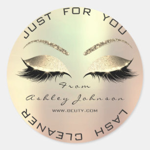 White Beauty Salon Glitzer Gold Lash Verlängerung Runder Aufkleber