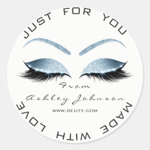 White Beauty Salon Glitzer White Blue Danke Runder Aufkleber