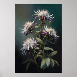 White Bee Balm Blume Art Print Poster