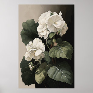 White Begonias Blume Art Print Poster