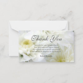 White Beileid Beerdigung Floral & Foto Vielen Dank Mitteilungskarte