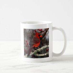 White Berries Primitive Christmas Red Kardinal Kaffeetasse
