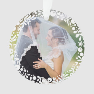 White Berry Gerahmt Wedding Foto Erstes Weihnachts Ornament