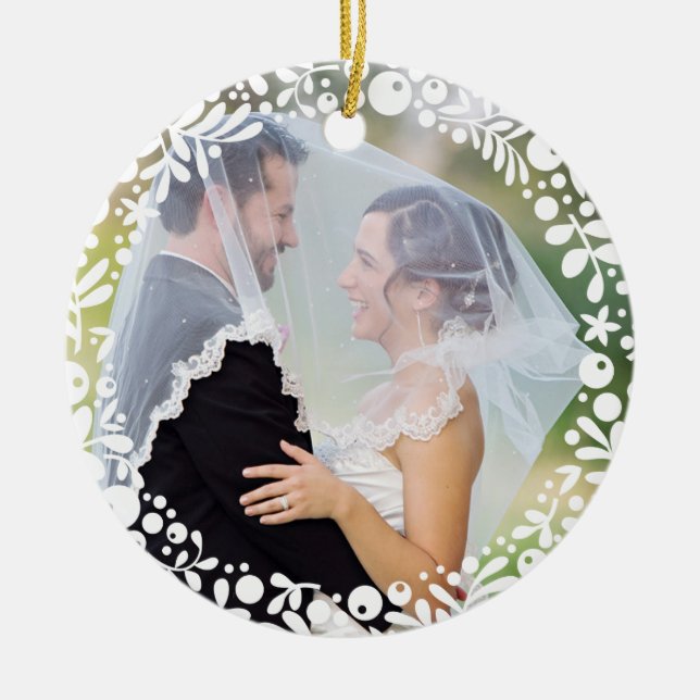 White Berry Gerahmt Wedding Foto mit benutzerdefin Keramikornament (Vorne)