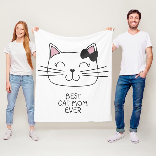 White Best Cat Mama mit niedlichem Cartoon Kätzche Fleecedecke (Beispiel)