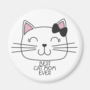 White Best Cat Mama mit niedlichem Cartoon Kätzche Magnet