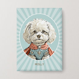 White Bichon Frisé Dog Personalisiert Button