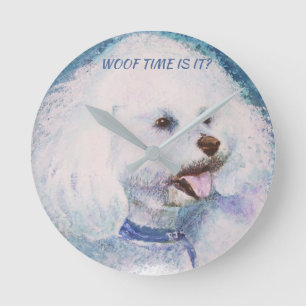 WHITE BICHON FRISE RUNDE WANDUHR