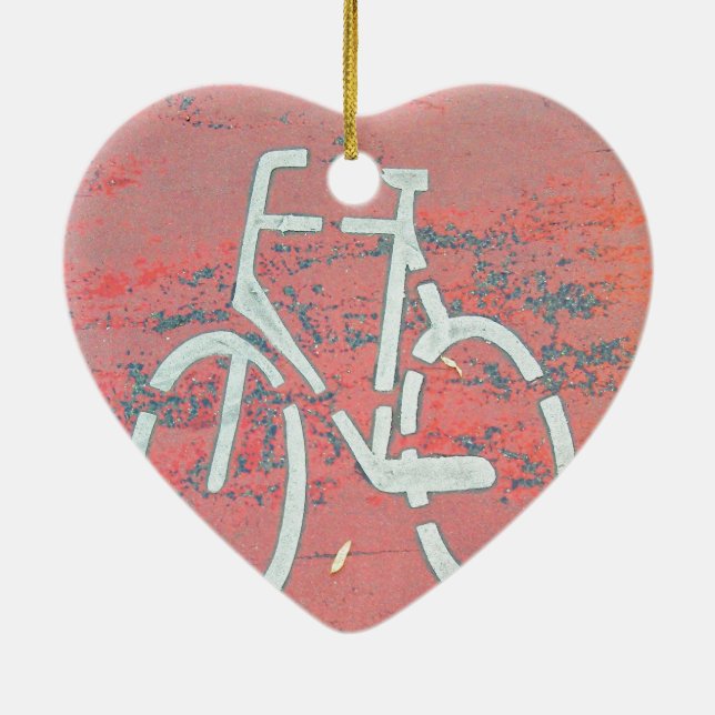 White Bicycle Red Street, Traffic Sign Bicycles Keramikornament (Hinten)