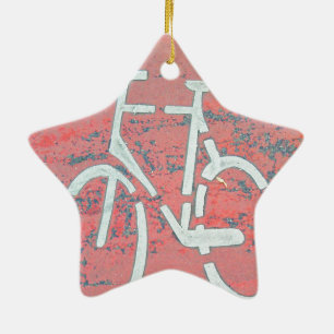 White Bicycle Red Street, Traffic Sign Bicycles Keramikornament
