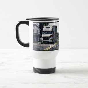 WHITE BIG RIG TRUCKER'S REISE MUG REISEBECHER