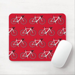 White Bike On Red Mousepad