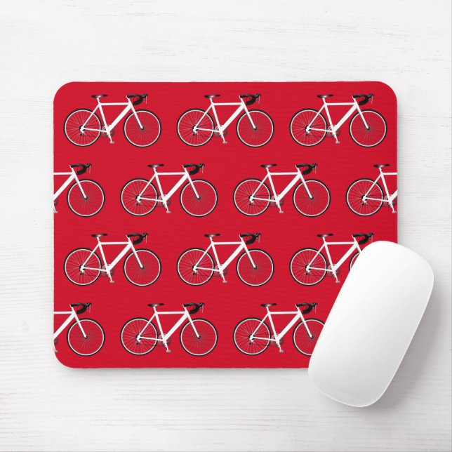 White Bike On Red Mousepad (Mit Mouse)