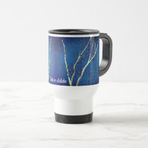 White Birch Tree Blue Sky Personalisiert Reisebecher