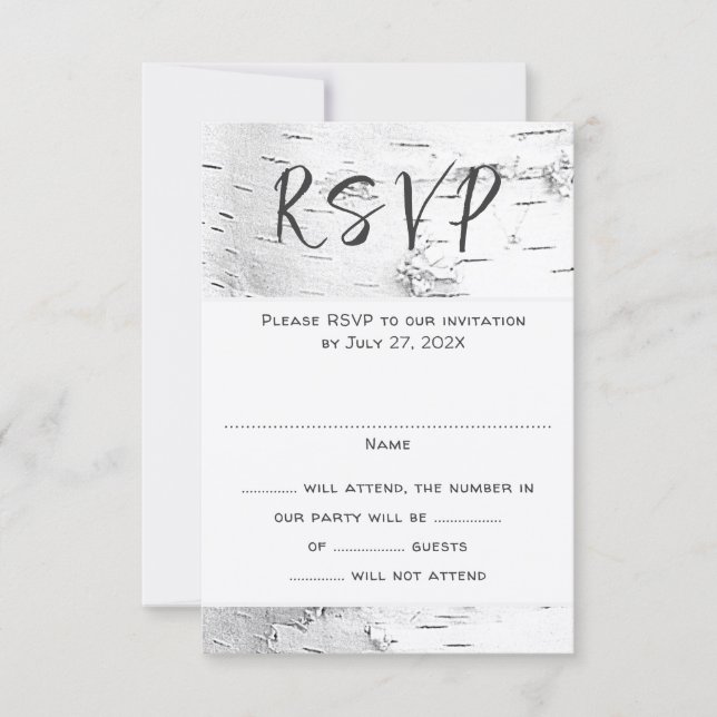 White Birch Wedding RSVP Guest Count Enclosure Karte (Vorderseite)