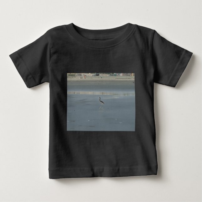White Bird auf grauem Sand Beach Art Print Baby T-shirt (Vorderseite)