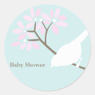 White Bird Baby Shower Stickers