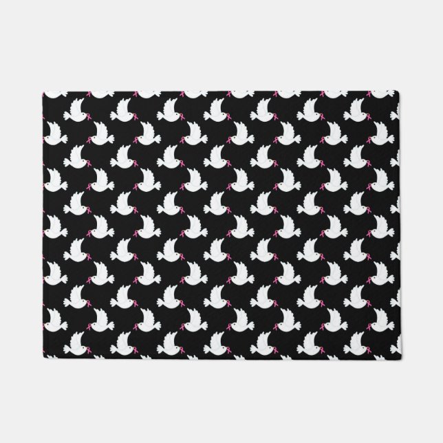 White Bird Breast Cancer Awareness Pattern Fußmatte (Vorderseite)