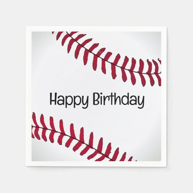 White Birthday Baseball Serviette (Vorderseite)