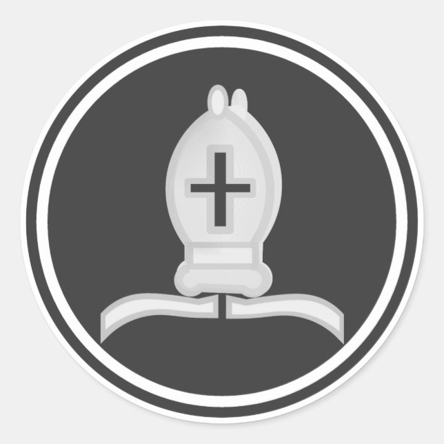 White Bishop Schess Piece Runder Aufkleber (Vorderseite)