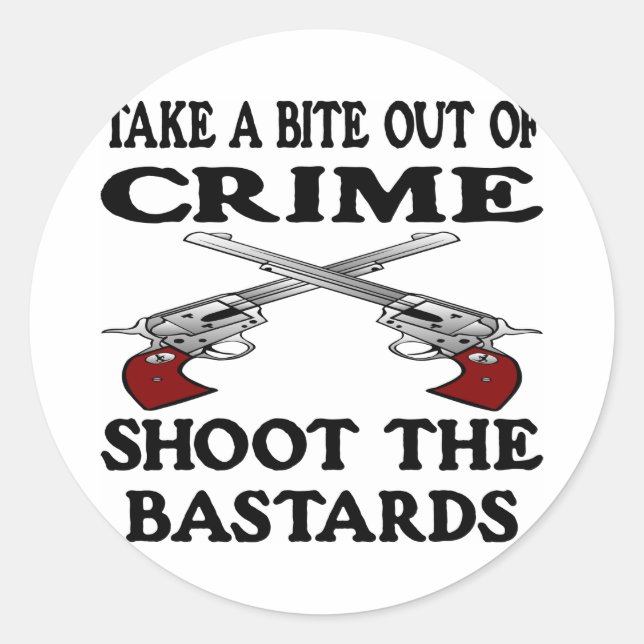 White Bite Out Crime Bastards Runder Aufkleber (Vorderseite)