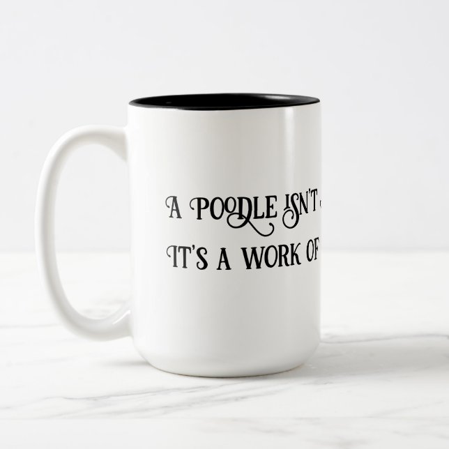 White/Black 15oz Poodle ist ART Work Kaffee Tasse (Links)