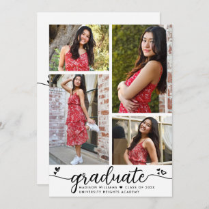 White Black Abschluss 4 Foto Kalligraphie Herz Ankündigung