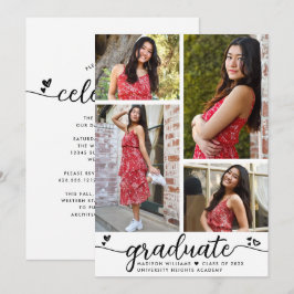 White Black Abschluss 4 Foto Kalligraphie Herz Einladung