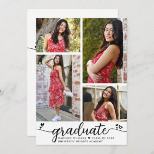 White Black Abschluss 4 Foto Kalligraphie Herz Einladung