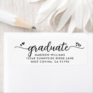 White Black Abschluss Script Heart Modern Address