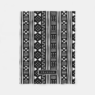 White Black Afrikaner MudCloth inspiriertes Fleecedecke