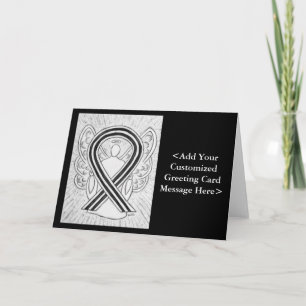White & Black Awareness Ribbon Personalized Cards Karte