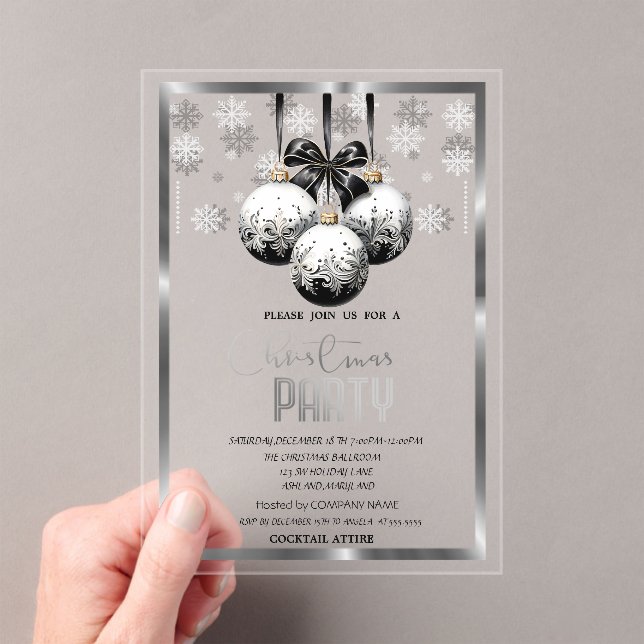 White Black Balls Snowflakes Company Christmas  Acryleinladungen (Insitu (Handheld))