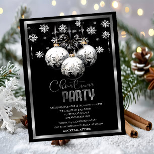 White Black Balls Snowflakes Company Weihnachten Einladung