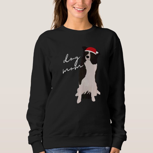 White & Black Border Collie Dog Mom Christmas Sweatshirt (Vorderseite)