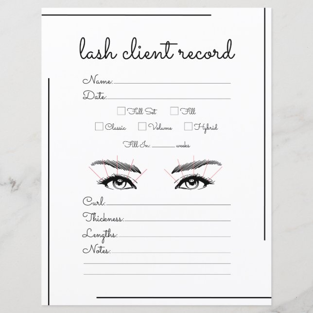 White Black Border Script-Logo Lash Client Record (Vorderseite)