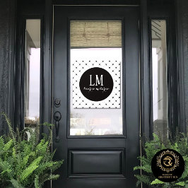 White & Black Bow Monogram Fensteraufkleber