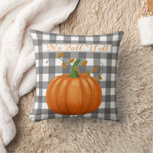 White Black Buffalo Kariert Pattern Pumpkin Kissen
