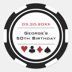White Black Casino Poker Chip Geburtstag Runder Aufkleber