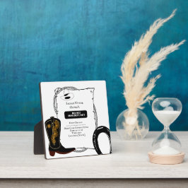 White & Black Cowgirl Hat bootet Junggeselinnen-Ab Fotoplatte