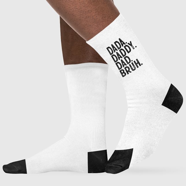 White Black DADA DADDY VATER BRUH VATER DAY Socken (Von Creator hochgeladen)