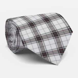 White Black Dark Red Tartan Kariert Krawatte
