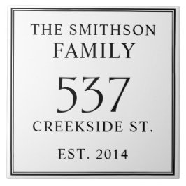 White Black Date Etablierte Address House Plaque Fliese